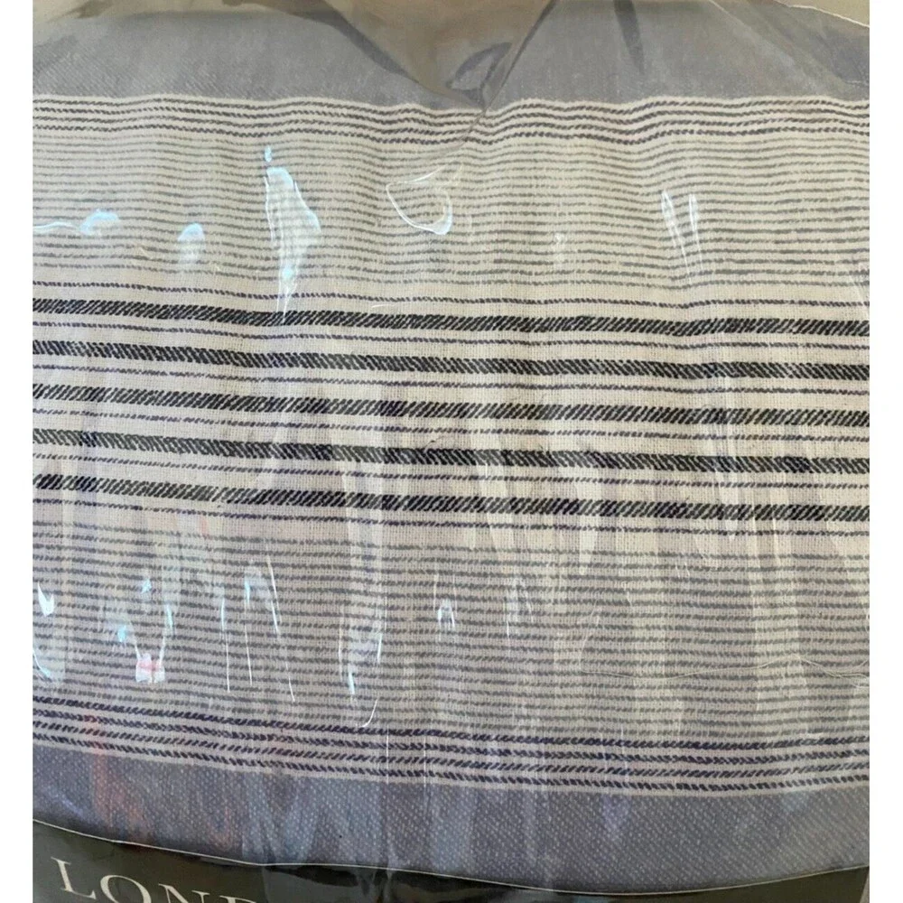 London Fog Super Soft 2 piece Comforter Set Blue White Stripes Twin/XL NIP